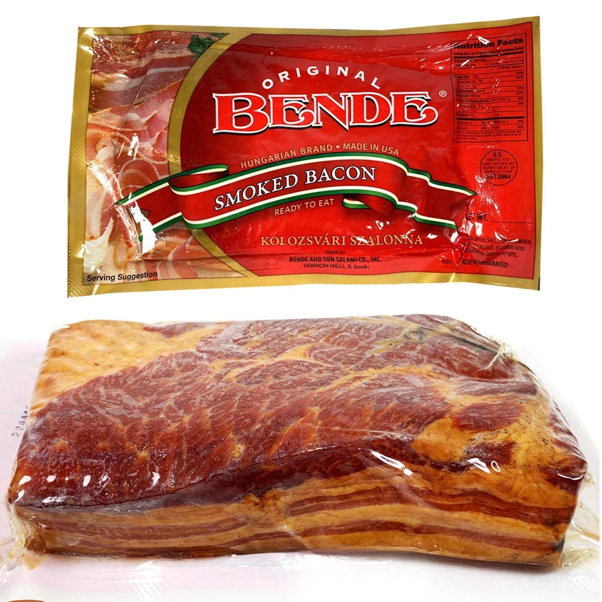 Bende Hungarian Kolozsvari Szalonna Smoked Bacon 1.1 lb | Romanian 