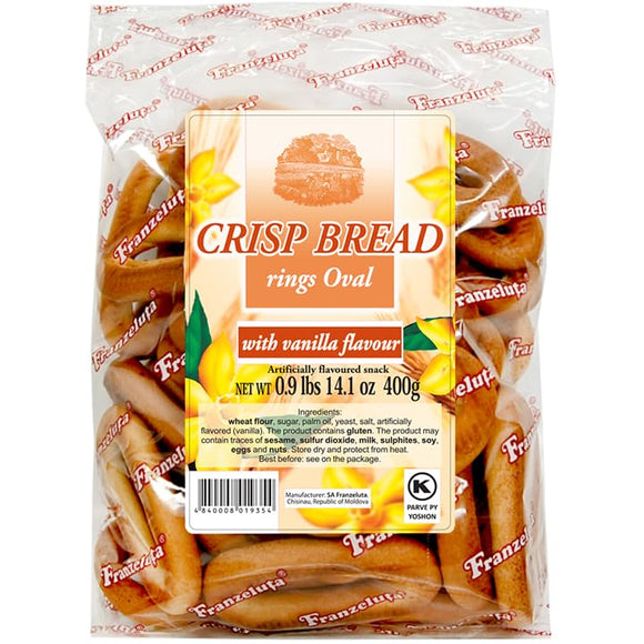 Franzeluta Covrigi Oval Vanilla Sushki Kosher Sweet Crisp Bread Rings 400g