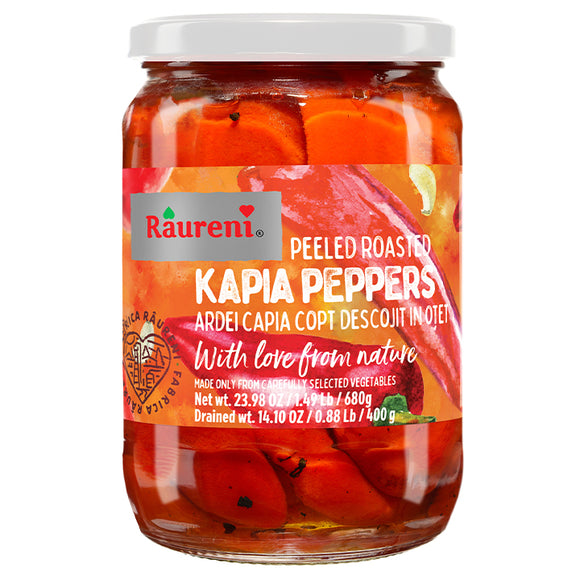 Raureni Ardei Kapia Copt Descojit In Otet Pickled Peleed Roasted Kapia Peppers in Vinegar 680g 24Oz
