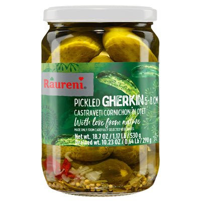 Raureni Castraveti In Otet Pickled Gherkin Cucumbers(5-8cm) in Vinegar 530g 18.7Oz