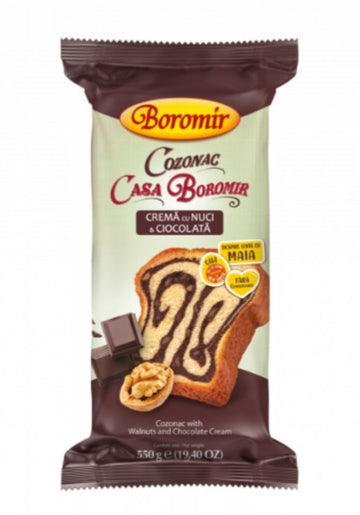 Boromir Cozonac Walnuts and Chocolate Cream Swirl Cake Sweet Bread 550 g 19 Oz