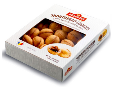 Belevini Fursecuri Nuci cu Crema Caramel Dulce de Leche Filling Shortbread Cookies 600g 21.1Oz
