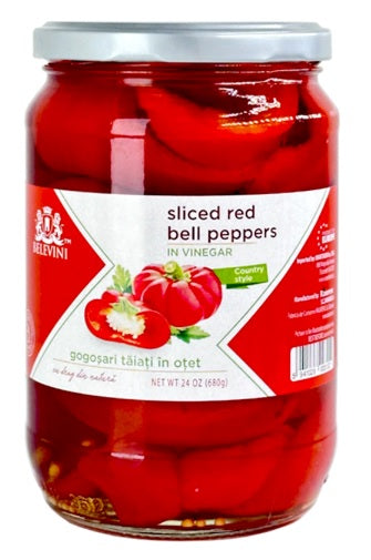 Belvini Gogosari in Otet Sliced Red Bell Peppers in Vinegar 680g 24Oz