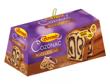 Boromir Cozonac Walnuts and Cocoa Cream Swirl Cake Sweet Bread 450 g 15.87 Oz