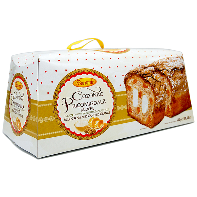 Boromir Cozonac Pricomigdala Orange Candied Peel and Milk Cream Filling Swirl Cake Sweet Bread 500 g 17.64 Oz