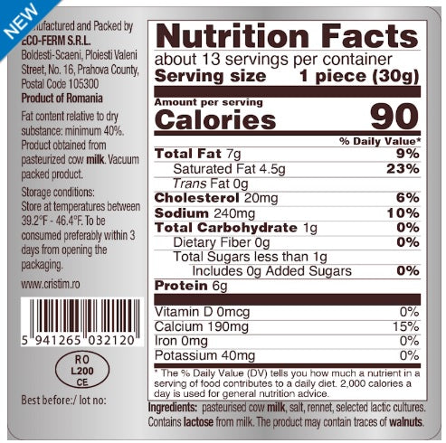 Cris-Tim Cascaval Afumat Classic Smoked Kashkaval Cheese 400g 14.11Oz