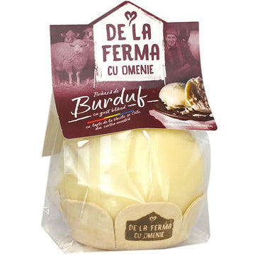 De la Ferma cu Omenie Branza De Burduf Kneaded Cow & Milk Cheese 350g 12.34 Oz