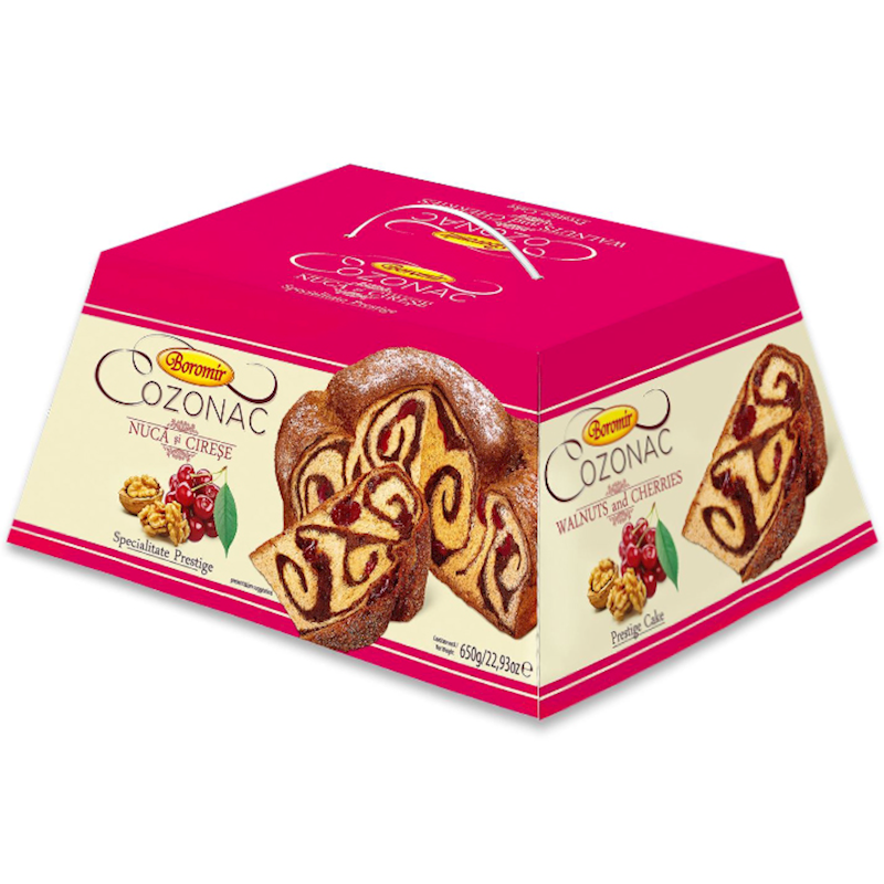 Boromir Cozonac Prestige with Walnuts and Cherries Swirl Cake Sweet Bread 650g 22.93Oz