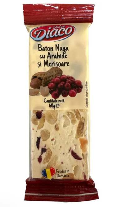 Dolce Diaco Nuga Arahide si Merisoare Peanuts and Cranberries Nougat 60g