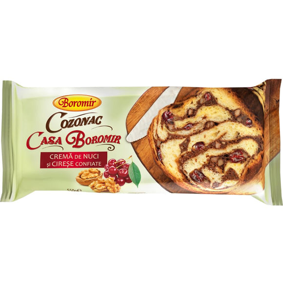 Boromir Cozonac Walnuts and Candied Cherries Cream Swirl Cake Sweet Bread 550 g 19 Oz