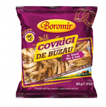 Boromir Covrigi de Buzau Flax, Sesam and Poppy Seeds Salted Pretzels Vegan 200g