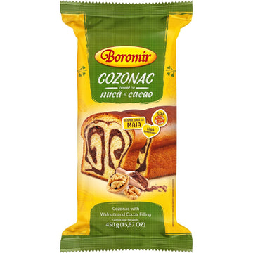 Boromir Cozonac Walnuts and Cocoa Filling Swirl Cake Sweet Bread 450 g 15.87 Oz